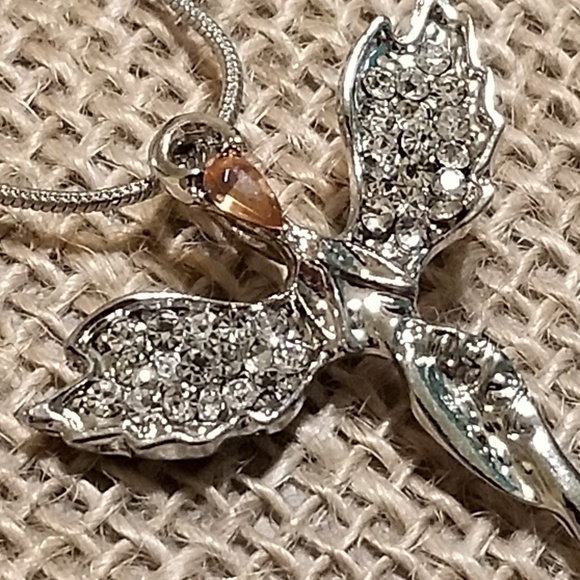 Silver Crystal Angel Necklace - Picture 5 of 7